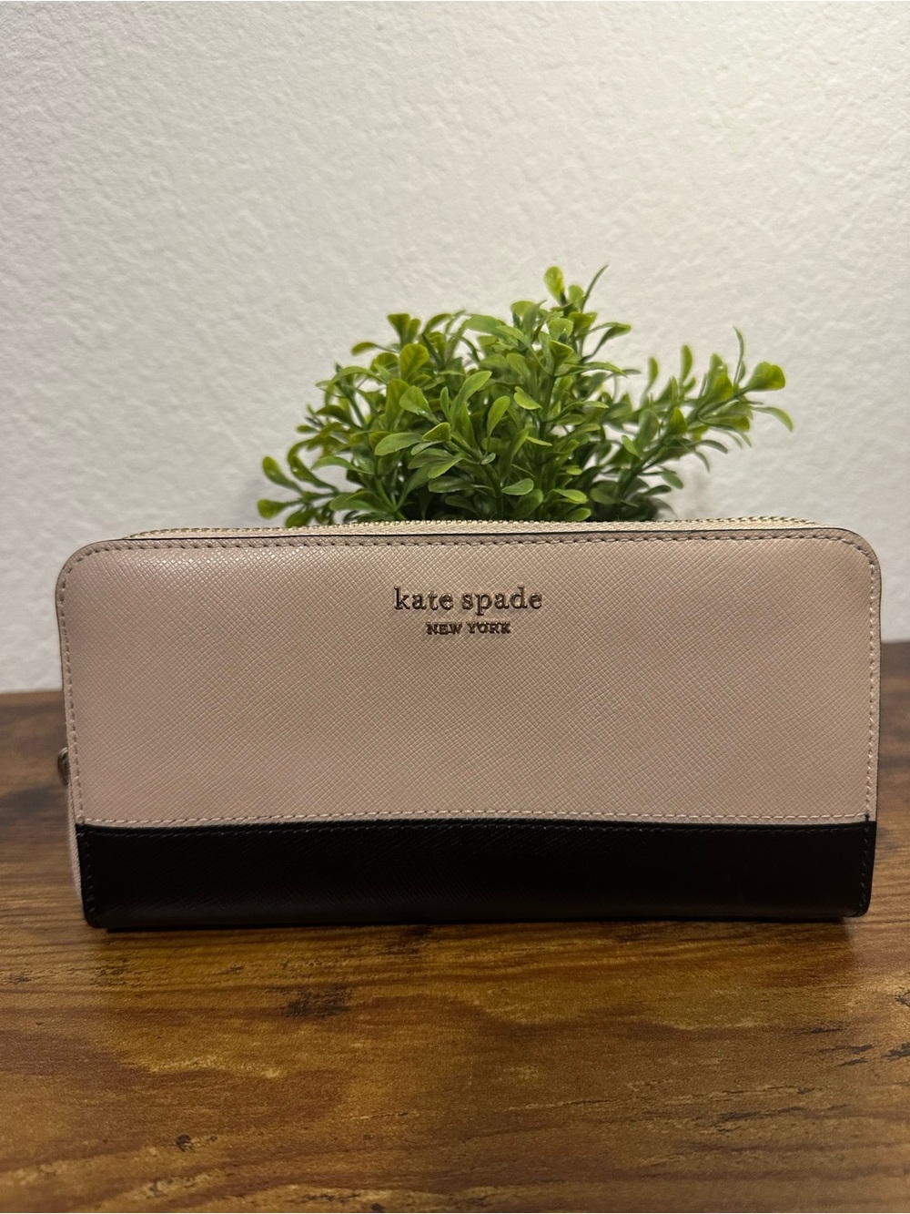 kate spade Two-Tone Blush and Black Zip Wallet
